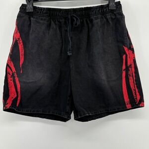 Golden Denim Raphael Men Washed‎ Black Red Tribal Graphic Shorts L GDSP001 USAl